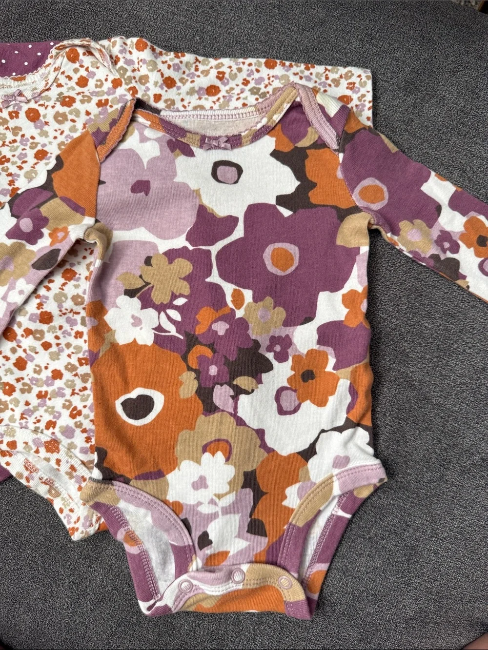 3 month Carter's Purple & Multi Floral Long-Sleeve Bodysuit Set